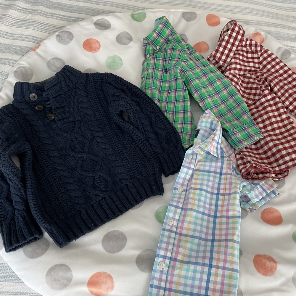Toddler Boy Button Down Shirts and Sweater Bundle - Size 2T